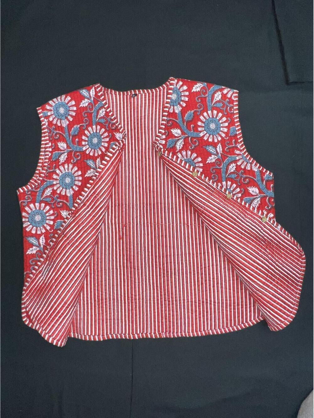 Boho Quilted Red Vest - Picture 2 of 8